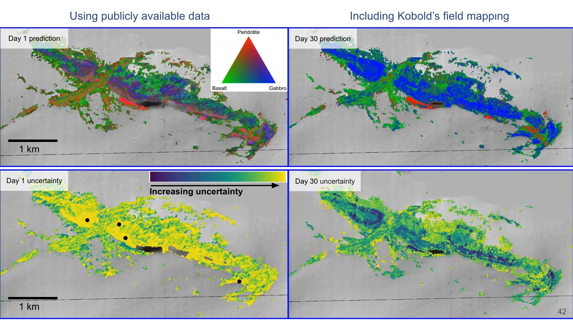 A series of maps demonstrating conclusions and uncertainty